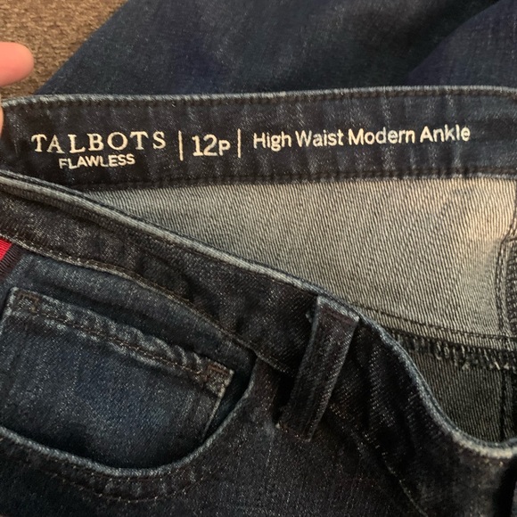 NWT Red Stripe High Waist Modern Ankle Jeans { Talbots } - Picture 8 of 13